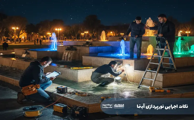 نکات اجرایی نورپردازی آبنما