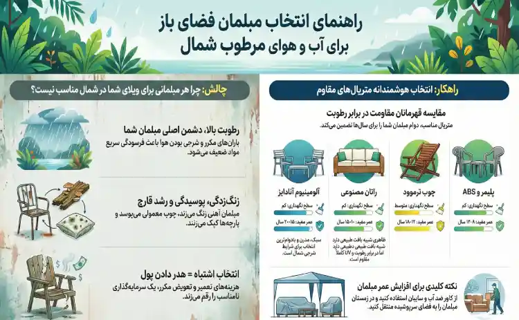 متریال مناسب مبلمان فضای باز در شمال